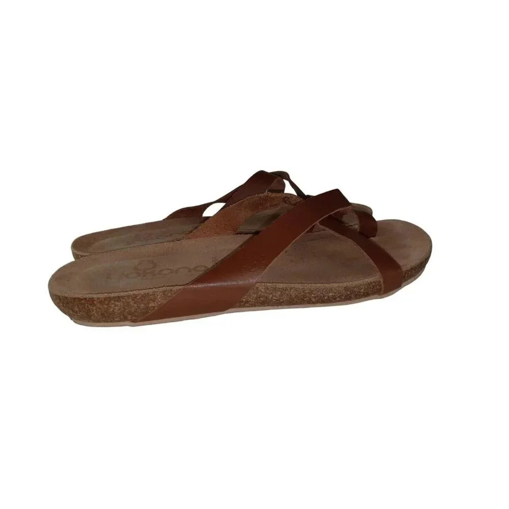 Yokono‎ Womens Thong Toe Strap Tan Brown  Cork Slip On Sandals size 6.5